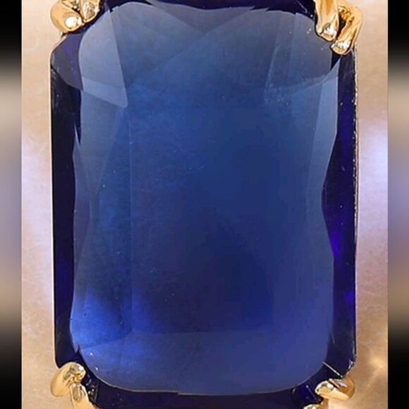 Gold & Blue Drop Earrings - Picture 3 of 6
